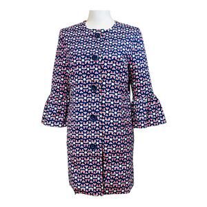 Eden Court Light Jacket Dress Geometric Print Navy Pink & Ivory Size Small